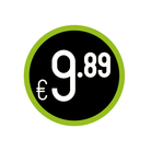 Prijs stickers op rol "€9.89" - Ø28mm - Van Erkel Winkelmaterialen