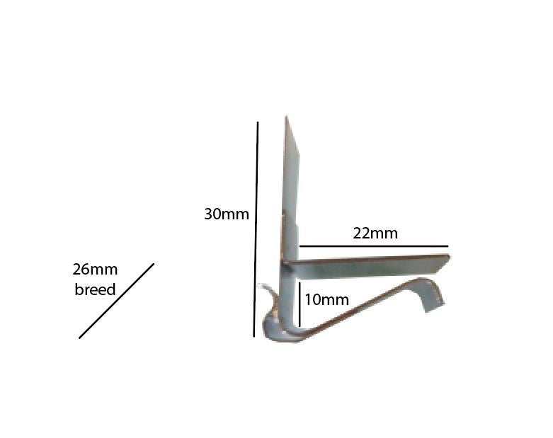 RVS klem bord/schaal (kaart omhoog) - 10mm - Zilver - Van Erkel Winkelmaterialen