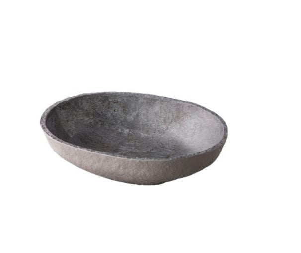 Schaal ovaal betonlook - 370x320mm - Grijs - Van Erkel Winkelmaterialen