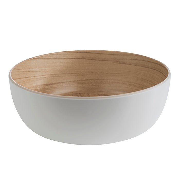 Schaal wit/hout - Ø215x75mm - Van Erkel Winkelmaterialen