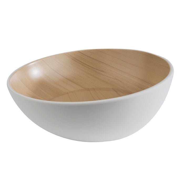 Schaal wit/hout - Ø215mm - Van Erkel Winkelmaterialen