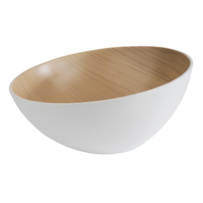 Schaal wit/hout - Ø285mm - Van Erkel Winkelmaterialen