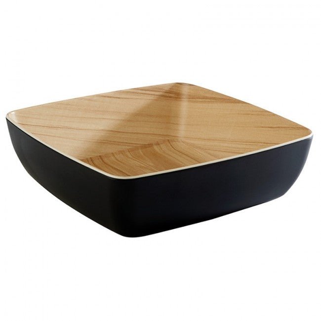 Schaal zwart/hout - 165x165x55mm - Zwart - Van Erkel Winkelmaterialen