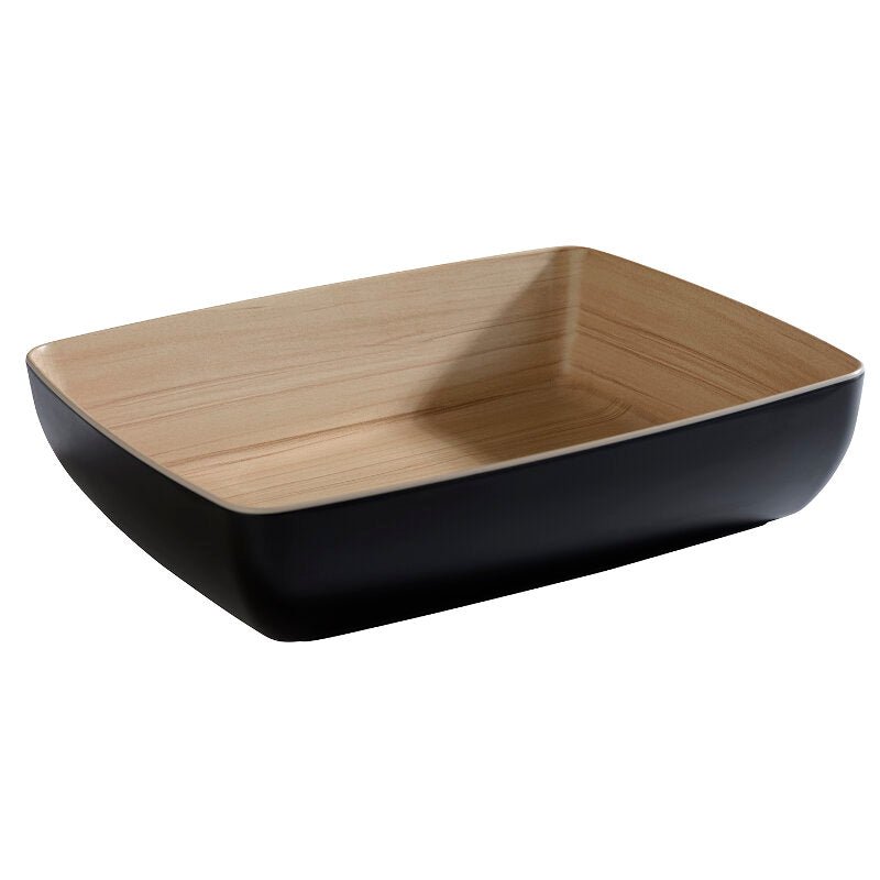 Schaal zwart/houtlook - GN1/2 325x265x75mm - Van Erkel Winkelmaterialen