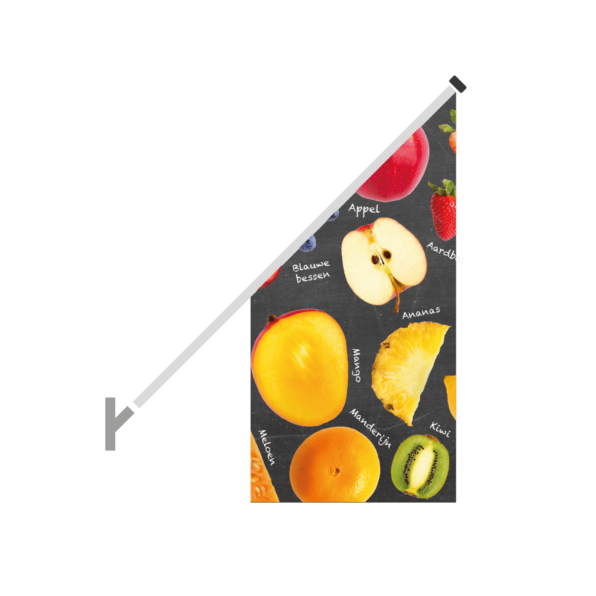 Schuine gevelvlag "Fruit op krijt" - 680x680x1360mm - Van Erkel Winkelmaterialen