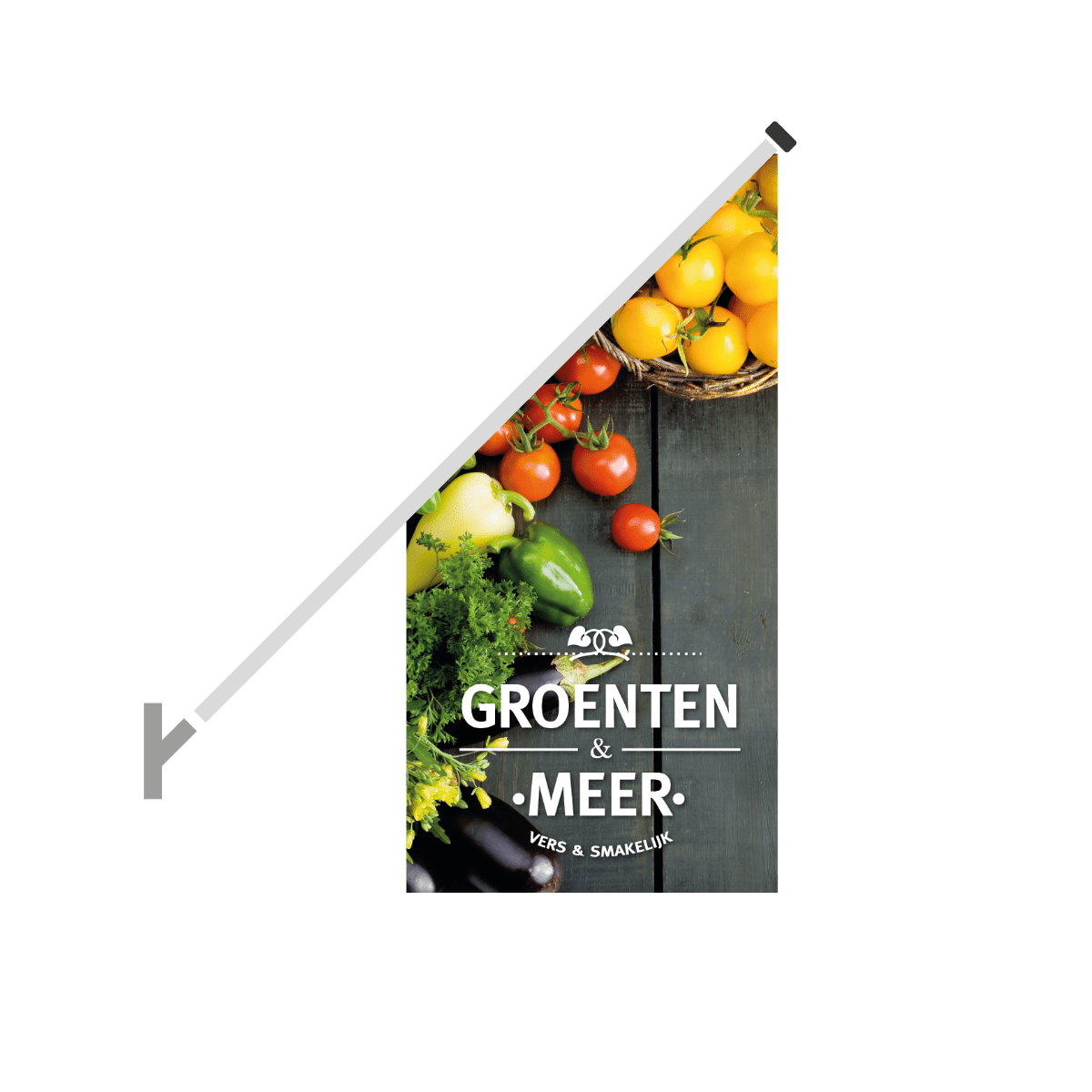 Schuine gevelvlag "Groente en meer" - 680x680x1360mm - Van Erkel Winkelmaterialen
