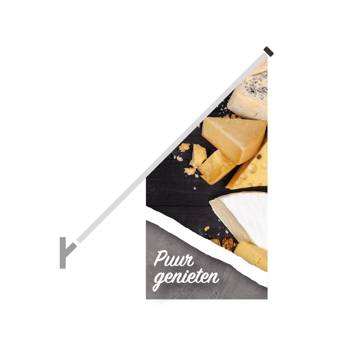 Schuine gevelvlag "Kaas puur genieten" - 680x680x1360mm - Van Erkel Winkelmaterialen