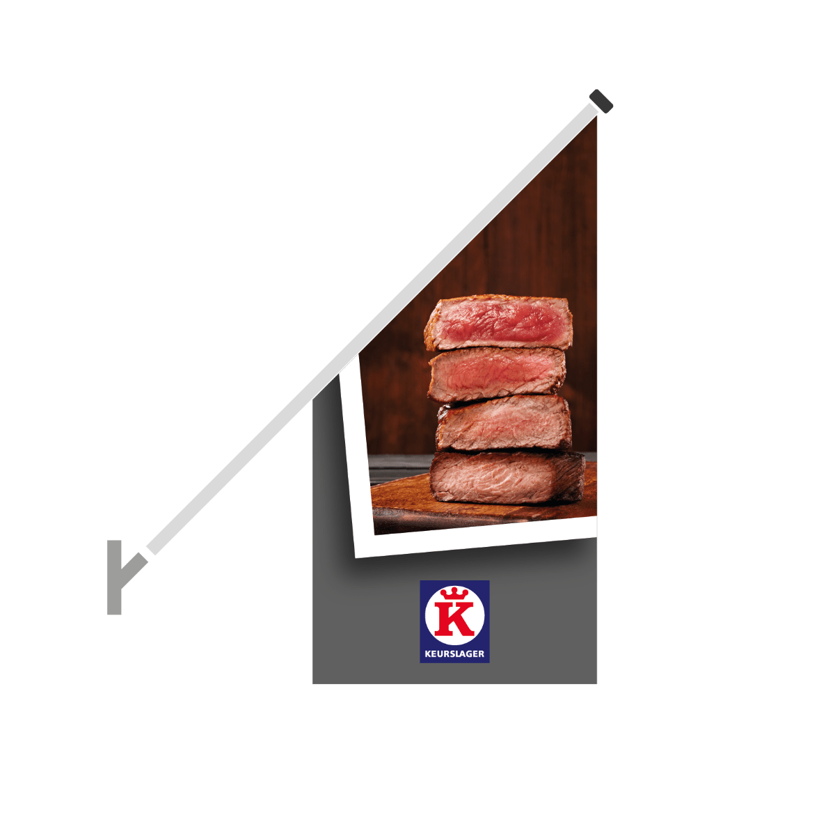 Schuine gevelvlag "Keurslager" grijs - 680x680x1360mm - Van Erkel Winkelmaterialen