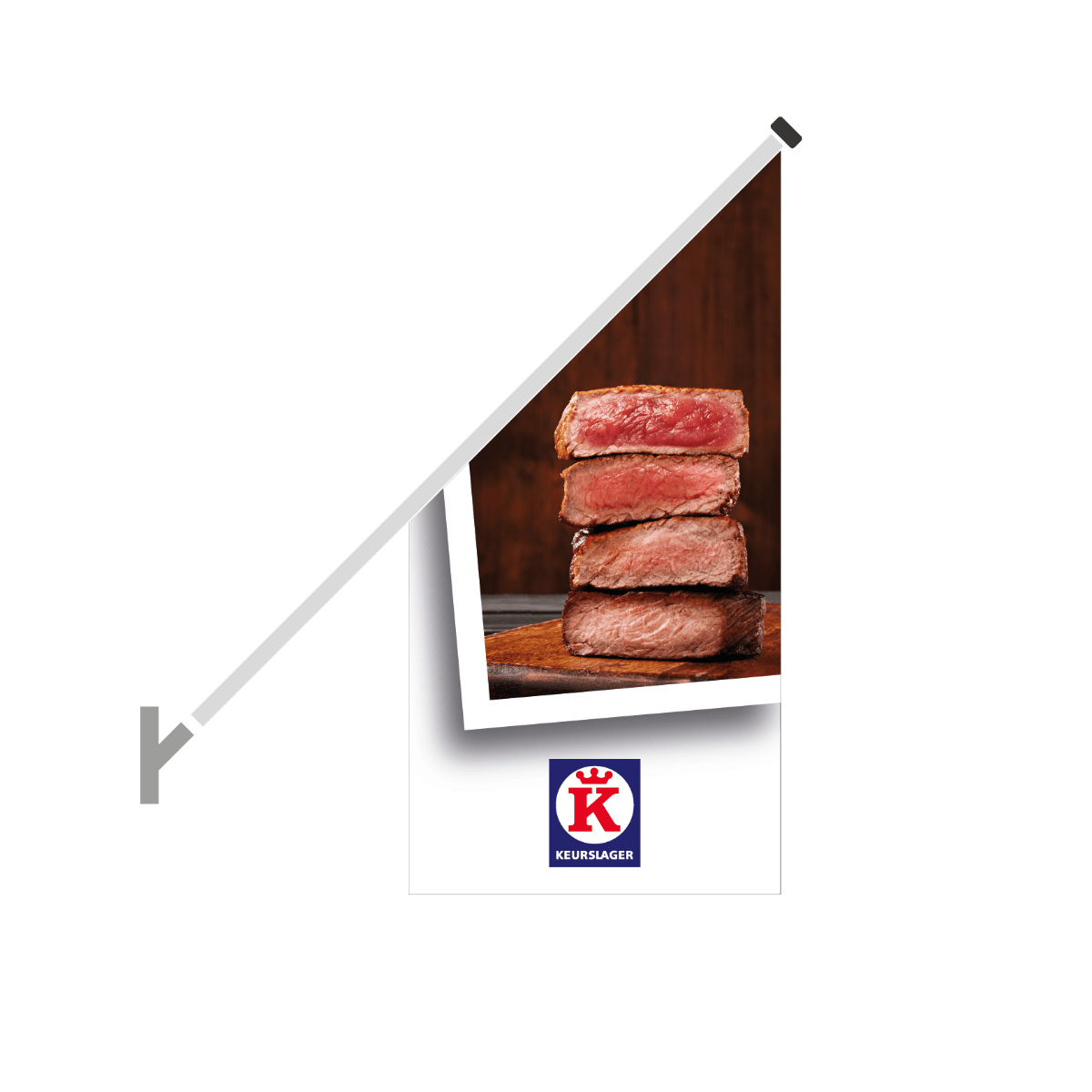 Schuine gevelvlag "Keurslager" wit - 680x680x1360mm - Van Erkel Winkelmaterialen
