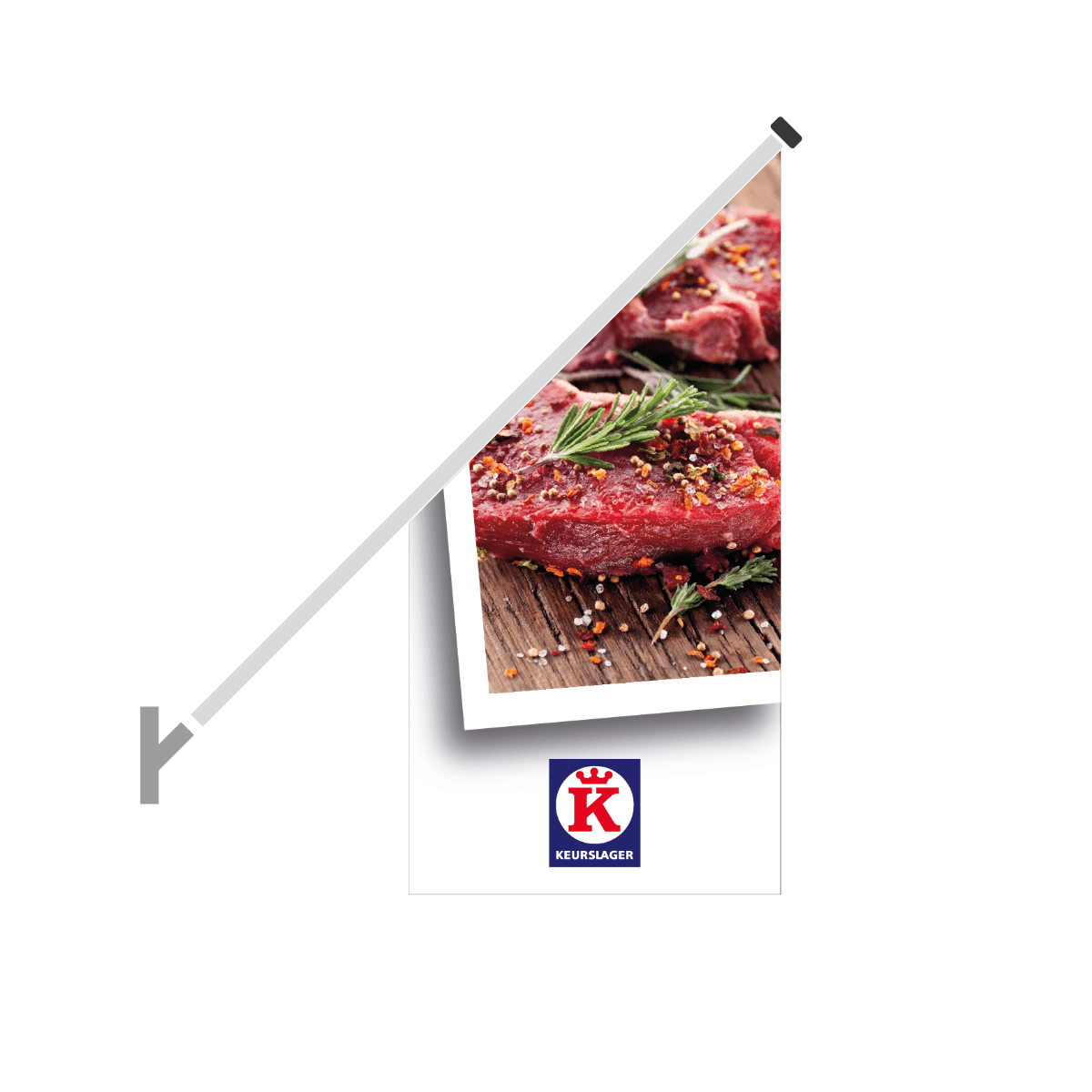 Schuine gevelvlag "Keurslager" wit - 680x680x1360mm - Van Erkel Winkelmaterialen