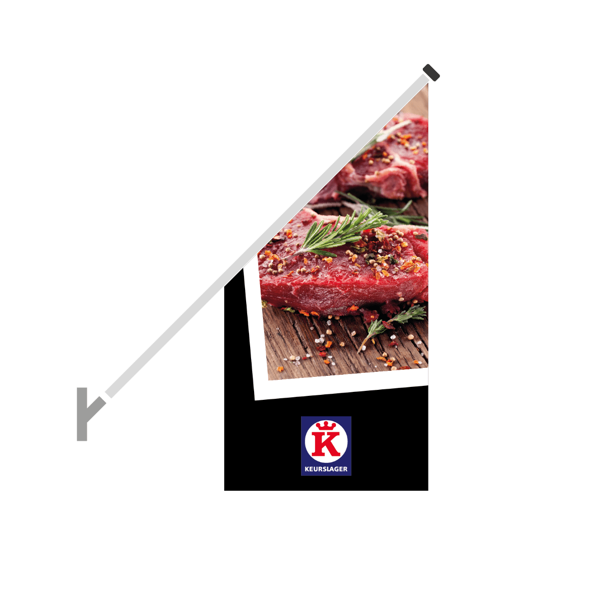 Schuine gevelvlag "Keurslager" zwart - 680x680x1360mm - Van Erkel Winkelmaterialen