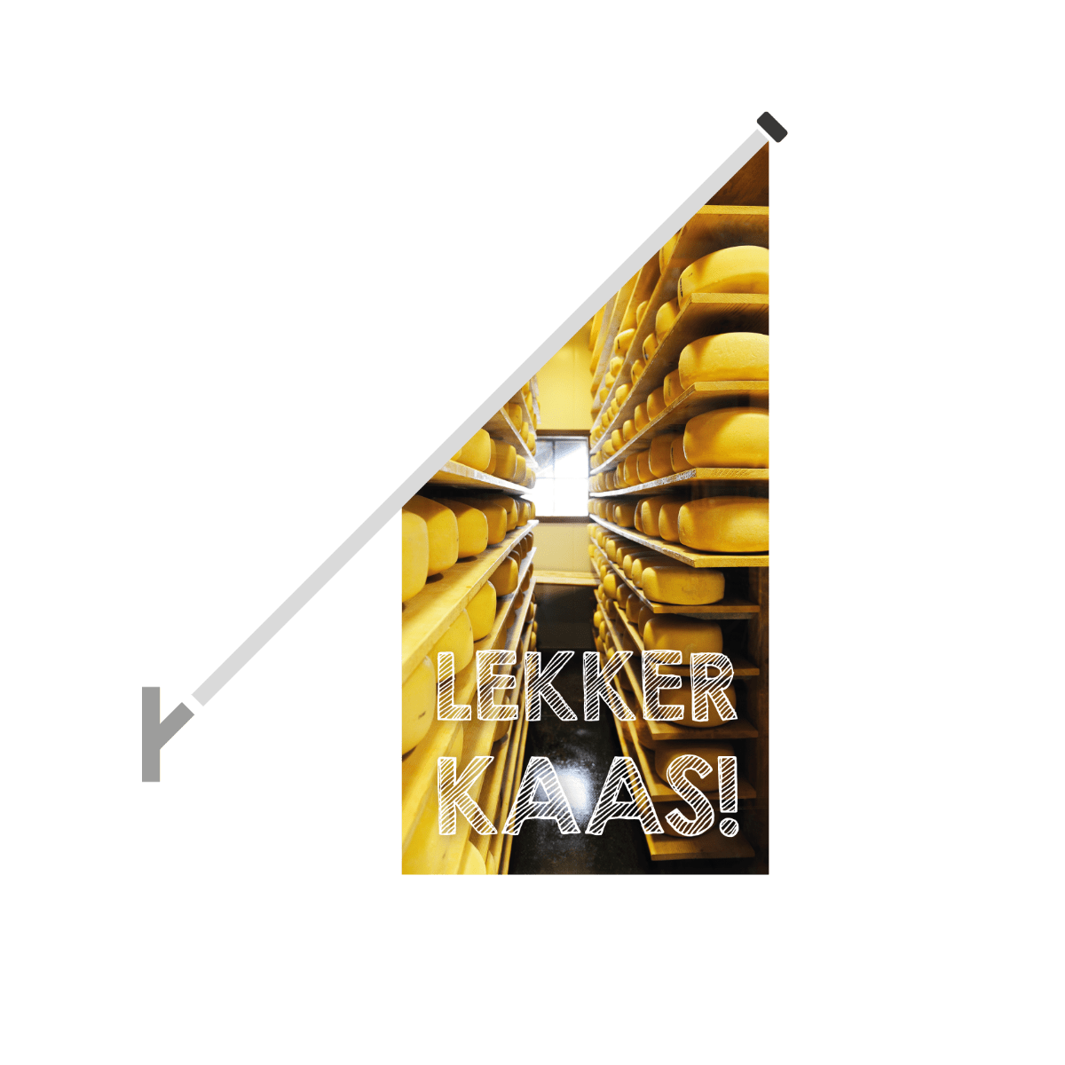 Schuine gevelvlag "Lekker kaas" - 680x680x1360mm - Van Erkel Winkelmaterialen