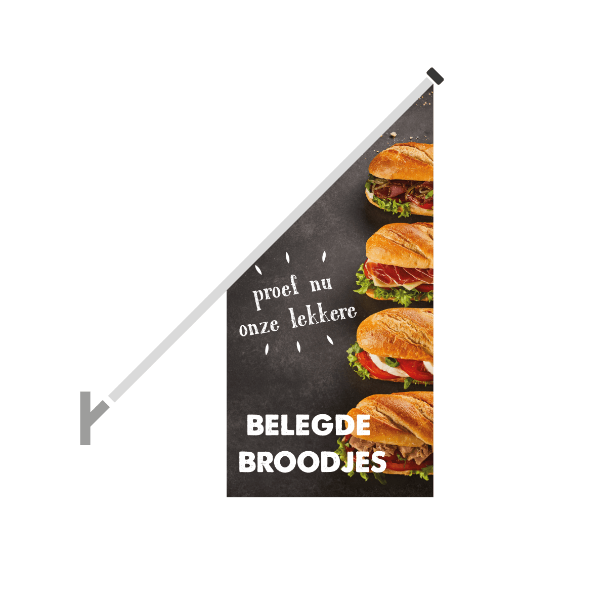 Schuine gevelvlag "Vers belegde broodjes" - 680x680x1360mm - Van Erkel Winkelmaterialen