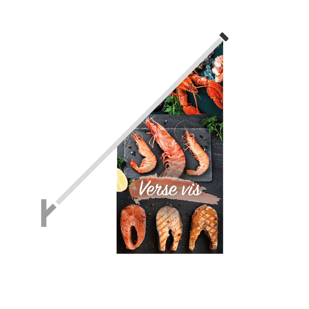 Schuine gevelvlag "Verse vis" - 680x680x1360mm - Van Erkel Winkelmaterialen