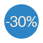 Sticker '30%' - Ø28mm - Blauw - Van Erkel Winkelmaterialen