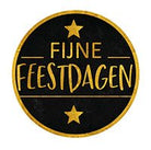 Sticker "Fijne Feestdagen" groot - Ø50mm - Zwart - Van Erkel Winkelmaterialen