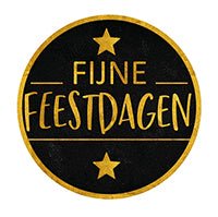 Sticker "Fijne Feestdagen" groot - Ø50mm - Zwart - Van Erkel Winkelmaterialen