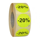 Sticker geel -20% - Ø35mm - Geel - Van Erkel Winkelmaterialen