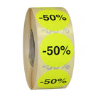 Sticker geel -50% - Ø35mm - Geel - Van Erkel Winkelmaterialen