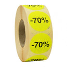 Sticker geel -70% - Ø35mm - Geel - Van Erkel Winkelmaterialen