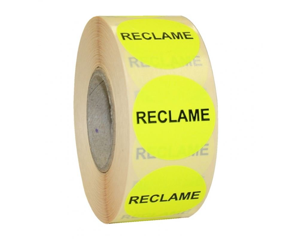 Sticker geel 'Reclame' - Ø35mm - Geel - Van Erkel Winkelmaterialen