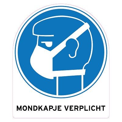 Sticker 'mondkapje verplicht' - 100x100mm - Van Erkel Winkelmaterialen