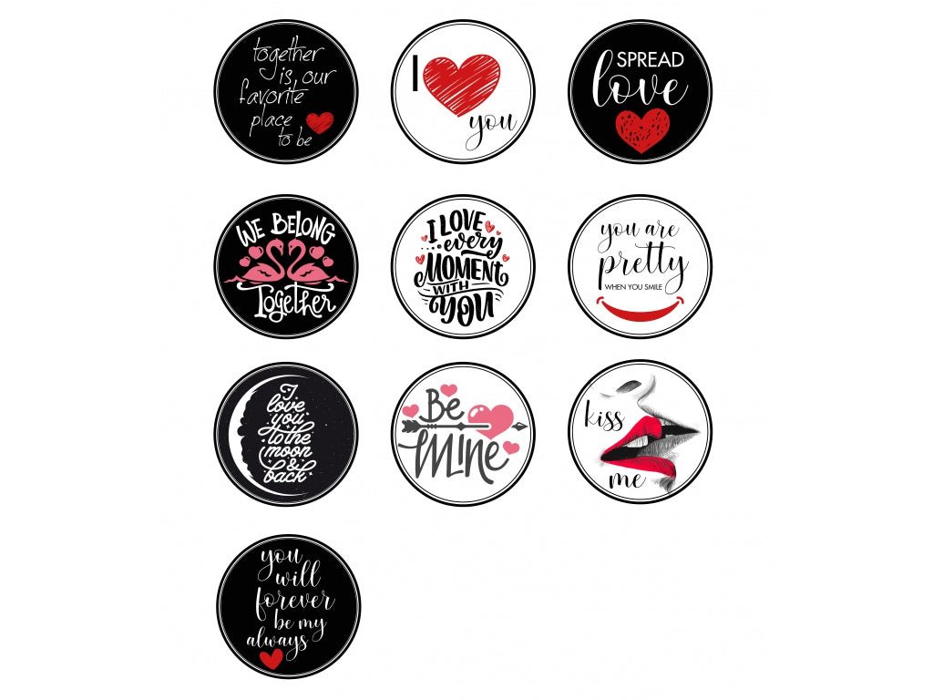*Sticker rond "Love" variatie - Ø50mm - Van Erkel Winkelmaterialen