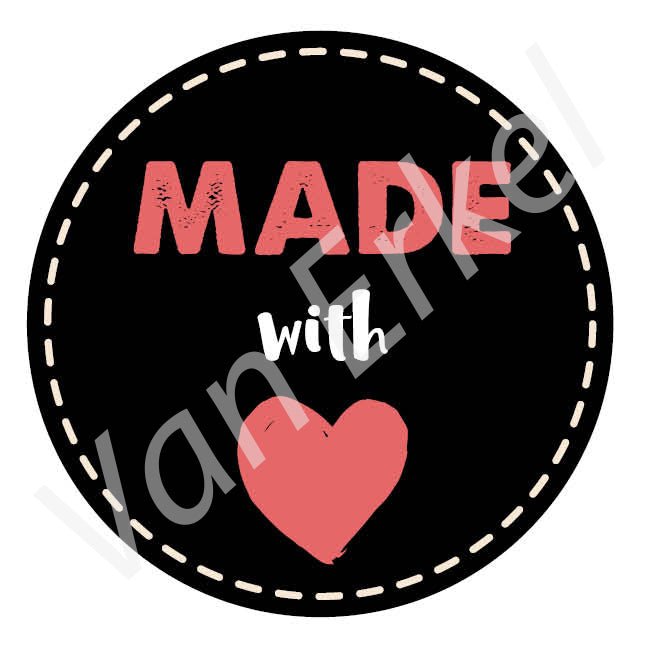 Sticker rond "Made with Love" - Ø50mm - Van Erkel Winkelmaterialen