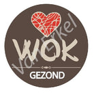 *Sticker rond "Wok Gezond" - Ø28mm - Bruin - Van Erkel Winkelmaterialen