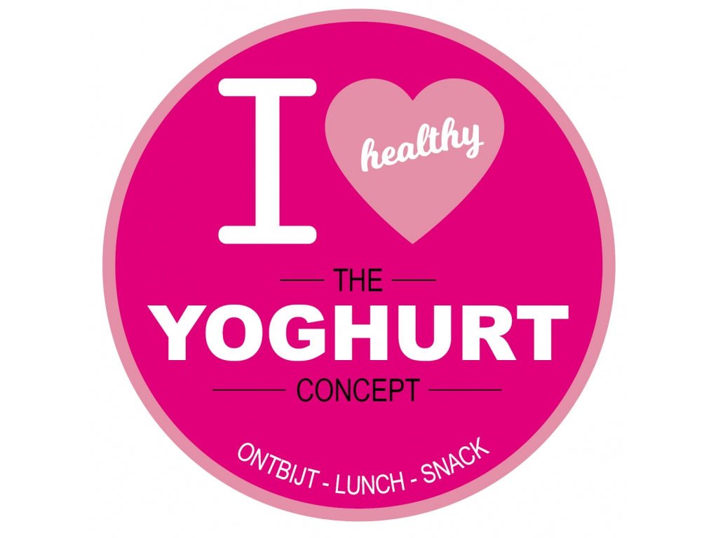 *Sticker rond "Yogurt concept" - Ø50mm  - Roze - Van Erkel Winkelmaterialen