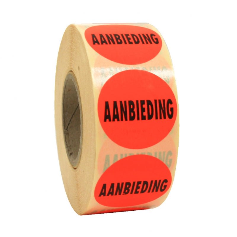 Sticker rood 'Aanbieding' - Ø35mm - Rood - Van Erkel Winkelmaterialen