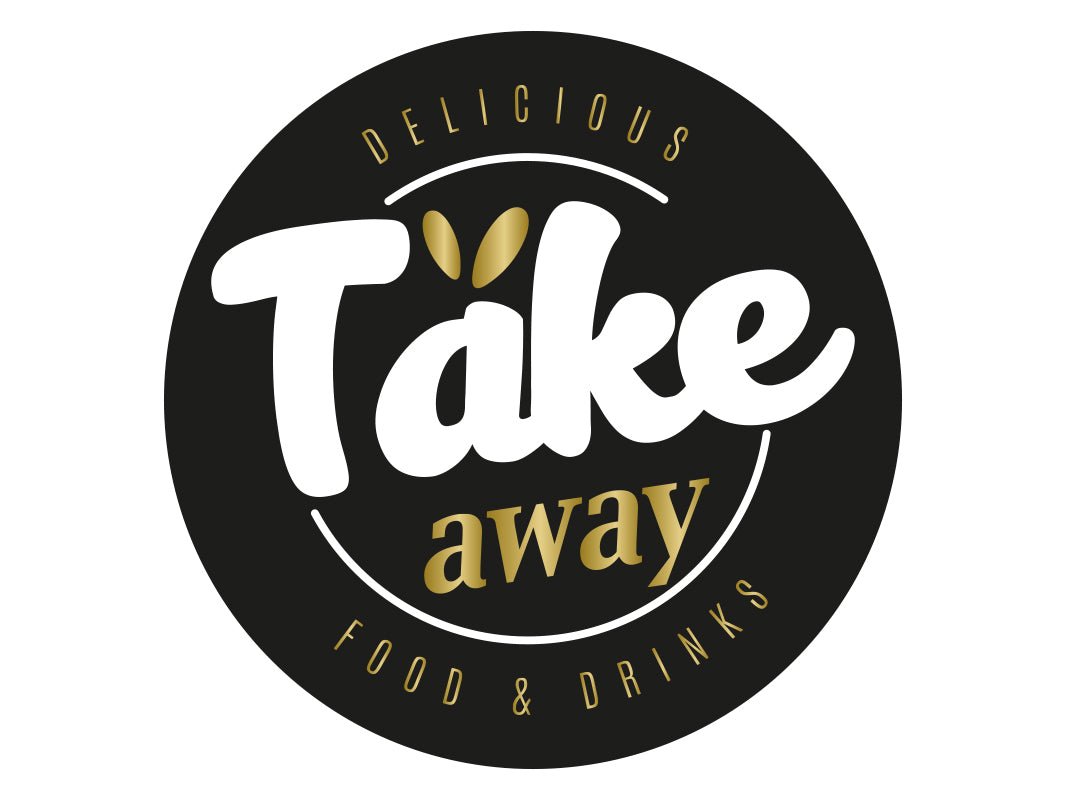 *Sticker "Take Away" - Ø50mm - Zwart - Van Erkel Winkelmaterialen