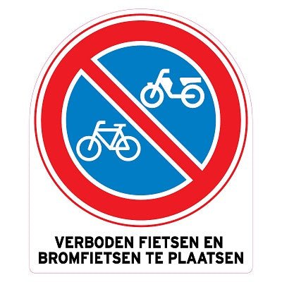 Sticker "Verboden voor fietsen" - 100x100mm - Van Erkel Winkelmaterialen