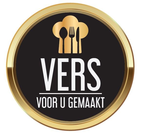 Sticker 'Vers voor u gemaakt' - Ø28mm - Zwart - Van Erkel Winkelmaterialen
