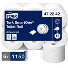 Tork toiletpapier, Smartone, 2-laags (6st) - 199x199x134mm - Wit - Van Erkel Winkelmaterialen