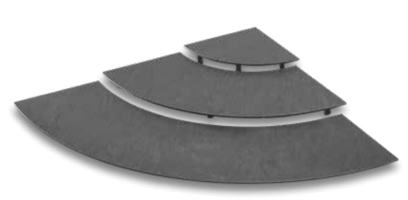 Trap 1/4 Cirkel (3-delig) - 840x840mm - Zwart - Van Erkel Winkelmaterialen